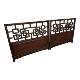 Twin Size Vintage Rosewood Chinese Headboards, a Pair
