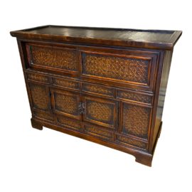 Vintage Asian Wood + Rattan Chest