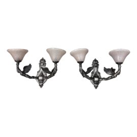 H. A. Framburg & Co. Double Arm Wall Sconces, a Pair. Original Price: $1,420