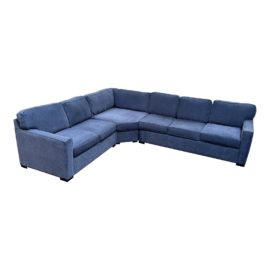 Living Spaces Denim Blue Sleeper Sectional Sectional. Original Price: $2,800