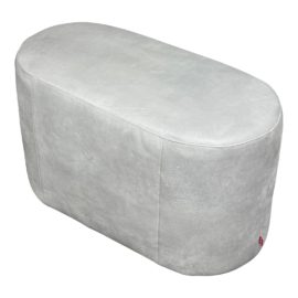 EQ3 Oval Dove Gray Sueded Ottoman. Original Price: $600