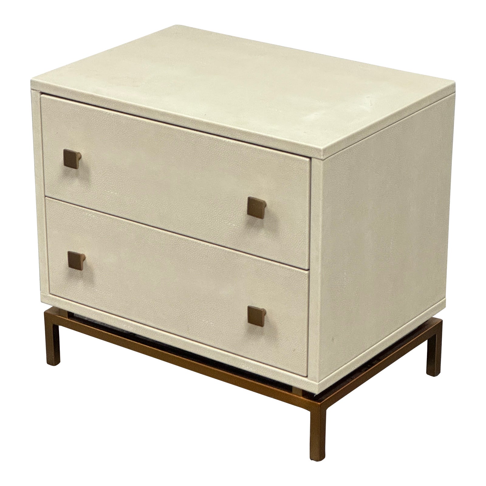 CB2 Two Drawer Ivory Faux Shagreen Nightstand. Original Price: $600 -  Design Plus Gallery