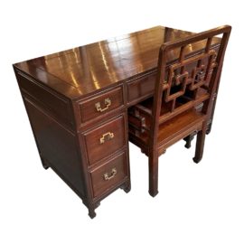 Vintage Chinese Rosewood Desk + Chair Set