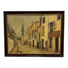 Maurice Utrillo Vintage French Street Scene Reproduction Print, Framed