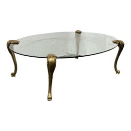 P. E. Guerin Brass + Glass Coffee Table