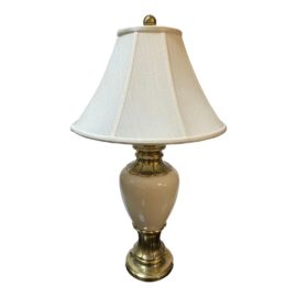 Vintage Stiffel Porcelain + Brass Table Lamp