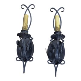 Spanish Revival Outdoor Wall Sconces, a Pair