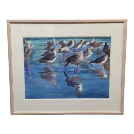 Karen Nevins "Gulls on Beach" Original Watercolor Painting. Original Price: $2,800