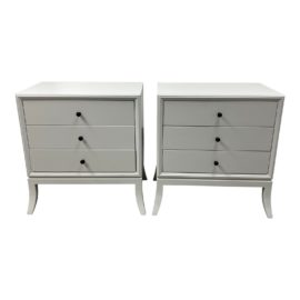Custom Design Three Drawer Nightstands, a Pair