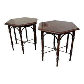 Therien Studio Workshop Hexagonal Macassar Occasional Tables, a Pair