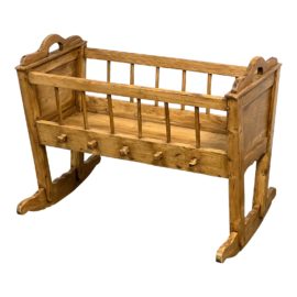 Antique Spanish Oak Arts & Crafts Baby Cradle