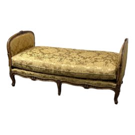 Vintage Louis XV Gold Silk Damask Day Bed