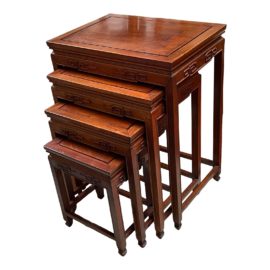 Vintage Chinese Rosewood Nesting Tables, Set of Four