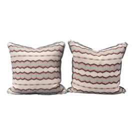 Custom Design Teal, Red and Navy Pillows, a Pair