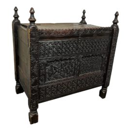 Vintage Moroccan Carved Television Lift Cabinet