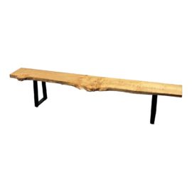 Ponderosa Millworks Live Edge Lombardy Poplar Wood + Metal Legs Long Bench/Table