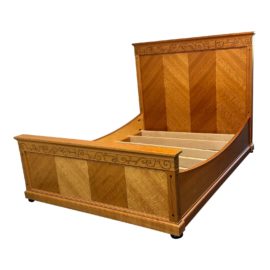 Queen Size Rick Wrigley Custom Inlaid Bed Frame. Original Price: $5,000