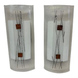 Morrison Lighting Floating Meridien Art Glass Sconces, a Pair