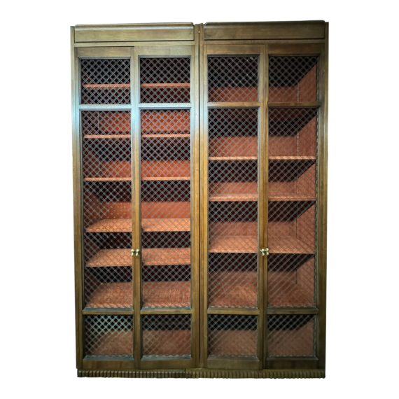 custom-design-walnut-bronze-mesh-three-piece-bookcase-3194