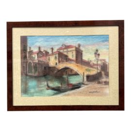 Original Watercolor Signed by Artist 'Summer Day, Venice', Unknown