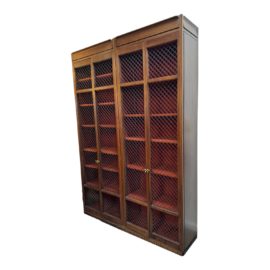 Custom Design Walnut + Bronze Mesh Three Piece Bookcase