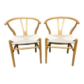 Rove Concept Wishbone Natural Finish Side Chairs, Set of Two Original Price: $399