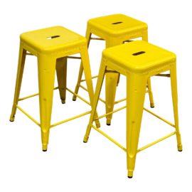 Xavier Pauchard for Tolix Yellow Counter Stools - Set of Three. Original Price: $1,470