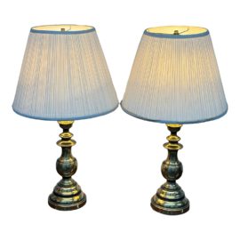 Brass Table Lamps, a Pair