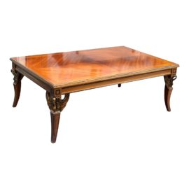 Vintage Traditional Woode Coffee Table With Swan Motifs
