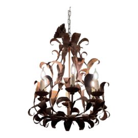 Horchow Six Light Wrought Iron Chandelier