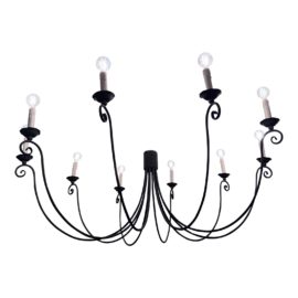 Traditional Large Ten Light Iron Chandelier