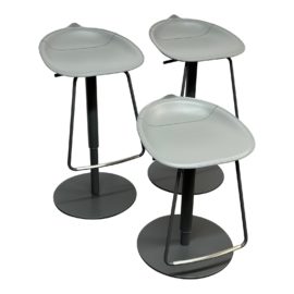 Bonaldo Tab Leather Bar Stools, a Set of 3. Original Price: $3,591