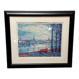 Dani Shkelqim "The Lake in Hamburg" Seriolithograph, Framed