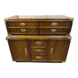 Lexington Campaign Style Pecan + Brass Dry Bar