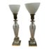 French Art Deco Antique Cut Glass Torchere Table Lamps, a Pair
