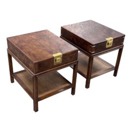 Vintage Drexel Heritage Burlwood Nightstands, a Pair