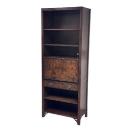 Vintage Knob Creek Burl Wood + Mahogany Secretary/Bookshelf