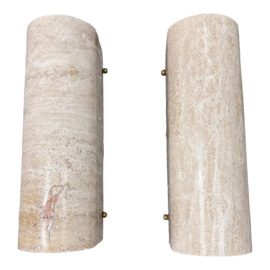 Coco Republic Travertine Stone Wall Sconces, a Pair