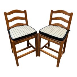 Sterling Custom Ladderback Rush Seat Counter Stools, a Pair