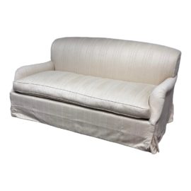 Rose Tarlow X Holly Hunt Chevalier Flaxseed Silk Rolled Arm Loveseat