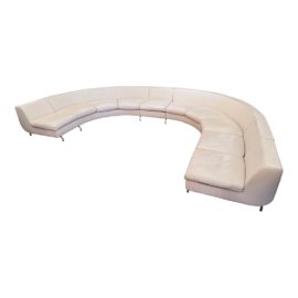Minotti Six Piece Leather Modular Dubuffel Curved Sofas Set. Original Price: $38,000