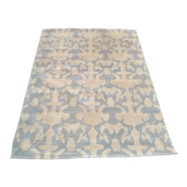 Global Views Ink Blot Blue+Ivory Area Rug 9" x 12"