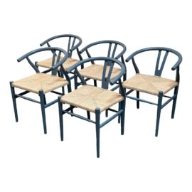 NEW Fours Hands Muestra Dusty Slate Dining Chairs, Set of Five. Original Price: $3,000