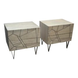 West Elm Roar & Rabbit Geo Inlay Nightstands, a Pair. Original Price: $1,000