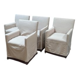 Brownstone Marcel Slipcovered Dining Chairs, Set of Four