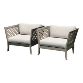 McKinnon & Harris Du-Val Alexander Outdoor Club Chairs, a Pair. Original Price: $19,970