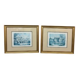 Vintage Paris Chateau Prints, a Pair