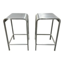 Emeco Norman Foster Model 20-06 Counter Outdoor Stools, a Pair. Original Price: $1,670