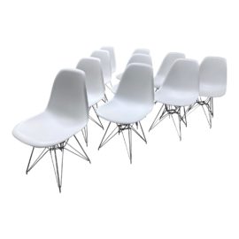 Eames Style Molded Plastic Side Chairs, Set of 10
