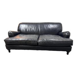 Restoration Hardware Barclay Ebony Leather Sofa. Original Price: $6,000